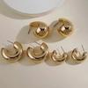 3pcs Gold Plated Chunky Earring Set for Women Big Circle Geometric Tear Drop Glossy Earrings Lightweight Fashion Jewelry Gifts