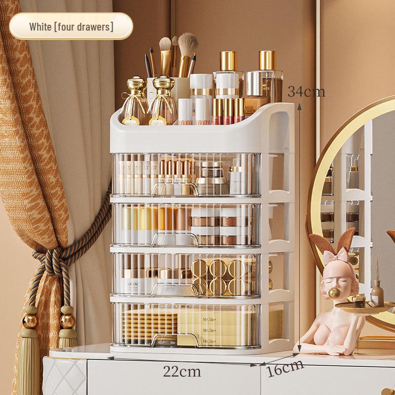 High-End Dustproof Plastic Makeup Storage Box with Compartments for Skincare Organizing