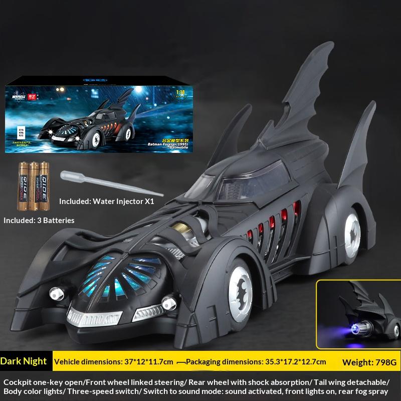 1:18 Cool Batmobile Alloy Model Toys, Exquisite Desktop Ornaments, Cool Sound and Light Spray, Christmas Gifts