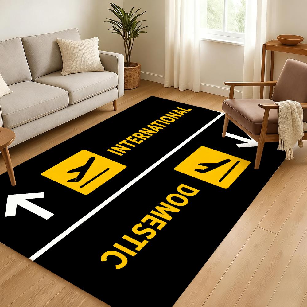 Arrivals And Departures Long Floor Mat Soft Thickened Absorbent Non-Slip Bedroom Living Room Door Mat Home Decor Flannel Rugs