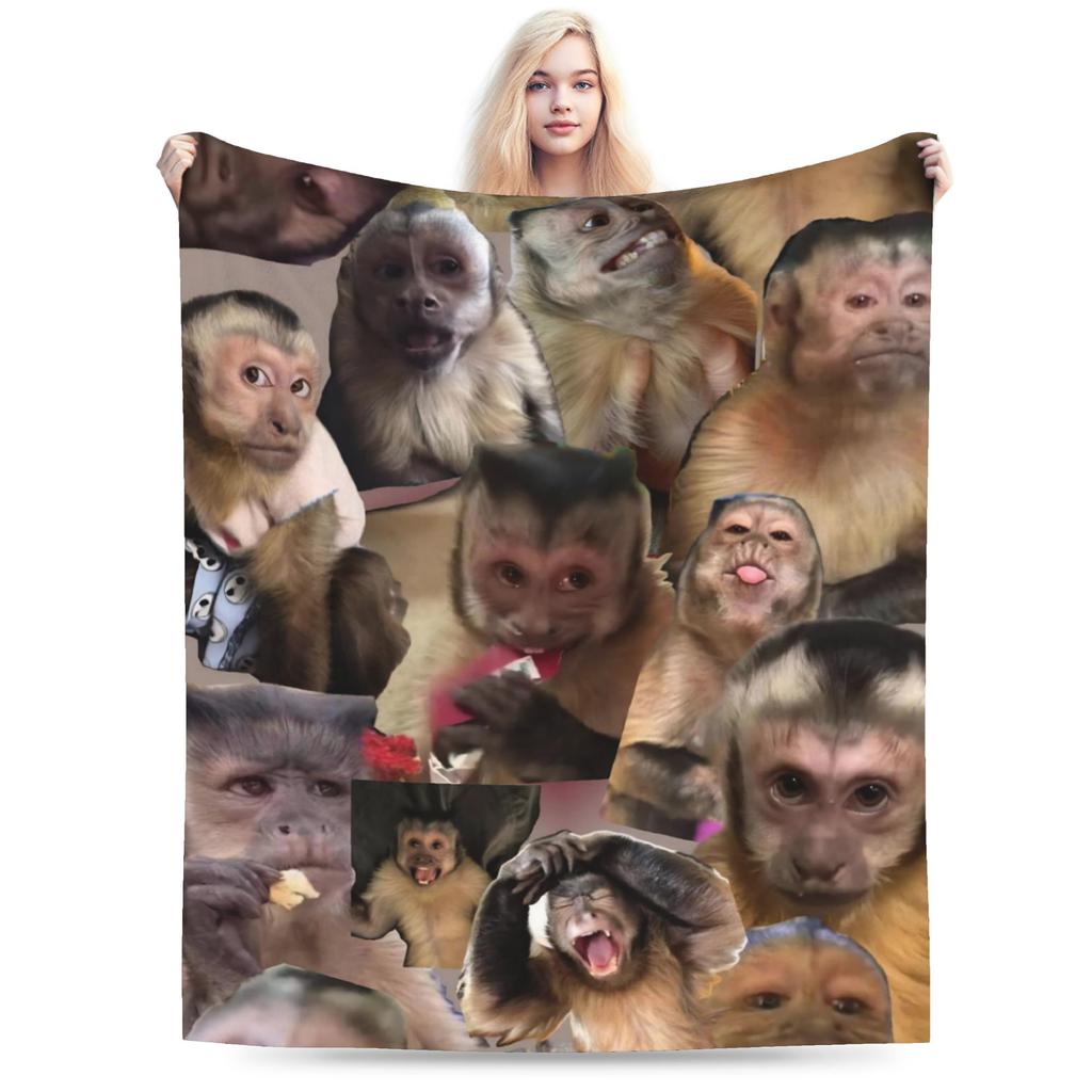 Apengezicht Grappige Meme Deken Ultra Zacht Plaid voor Bank 50x60 Inch Meerdere Maten Beddengoed Plaids