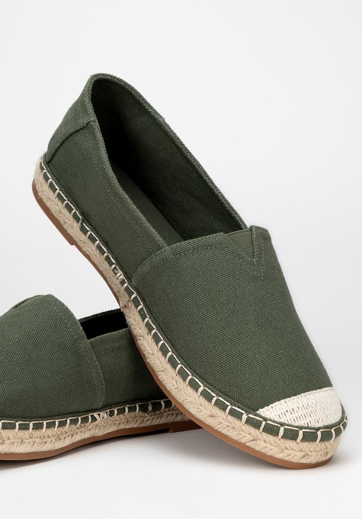 Espadrillas da uomo Wittchen con punta intrecciata, materiale tessile verde
