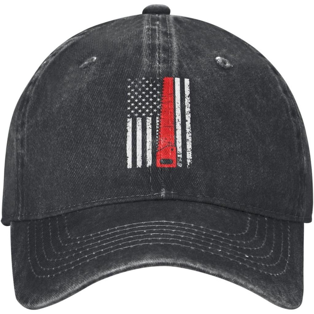 Thin Red Line American Flag Distressed Baseball Cap Vintage Washed Cotton Adjustable Dad Hat