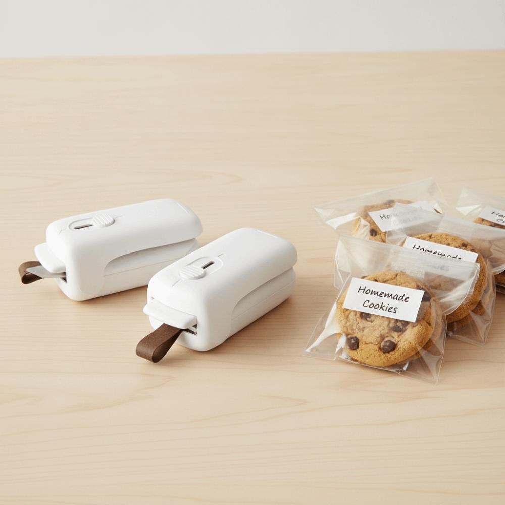 Mini Snack Bag Sealer Magnetic Protective Sliding Cover Design Snack Sealing Machine Moisture-proof with Concealed Cutter