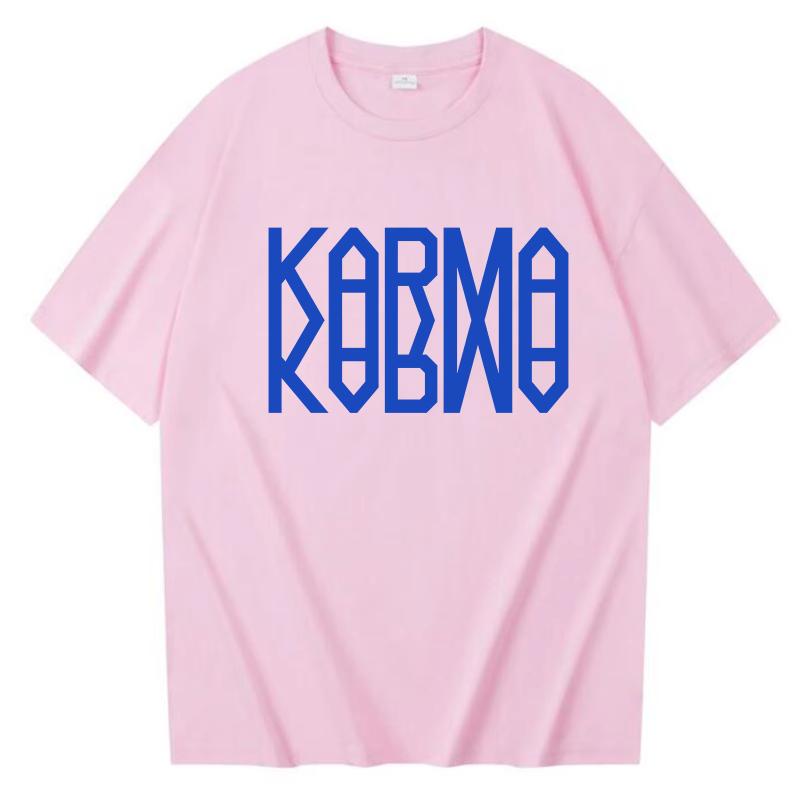Vintage KPOP The 4th Album KARMA T-Shirt Men Women's Round Neck Cotton T Shirts SK Short Sleeve Tee Shirt Unique Clothes Tops