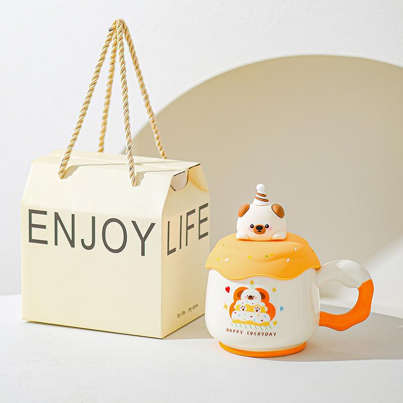 Krus med lokk Søt Bestie Bursdagsgave til jenter Kaffe Keramisk Vannkopp for Hjemmebruk Høy Verdi Kontor