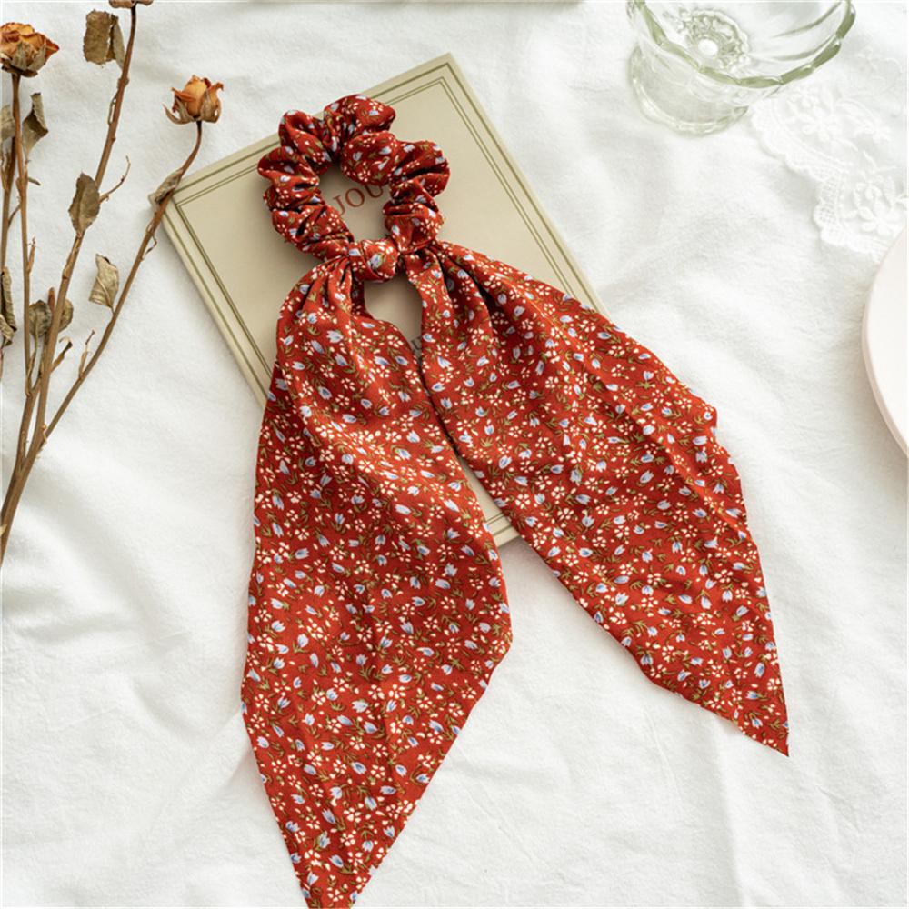 Fashion Leopard Print Bow Satin Long Ribbon Ponytail Scarf Hair Tie Scrunchies Women Girls Elastic Hair Bands Hair Accessories