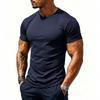 Men Breathable Quick Dry Elastic Solid Sports Fitness Casual Short Sleeve T Shirt