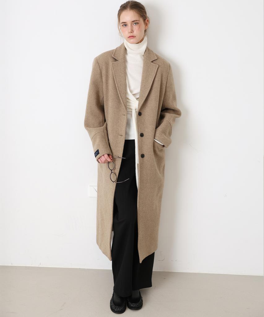 DANKE DIR [100% Wool] Merino Wool Maxi Long Coat - Beige