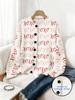 Spring Digital Print Cardigan: Valentine's Day Loose Knit Women's Fashion Top