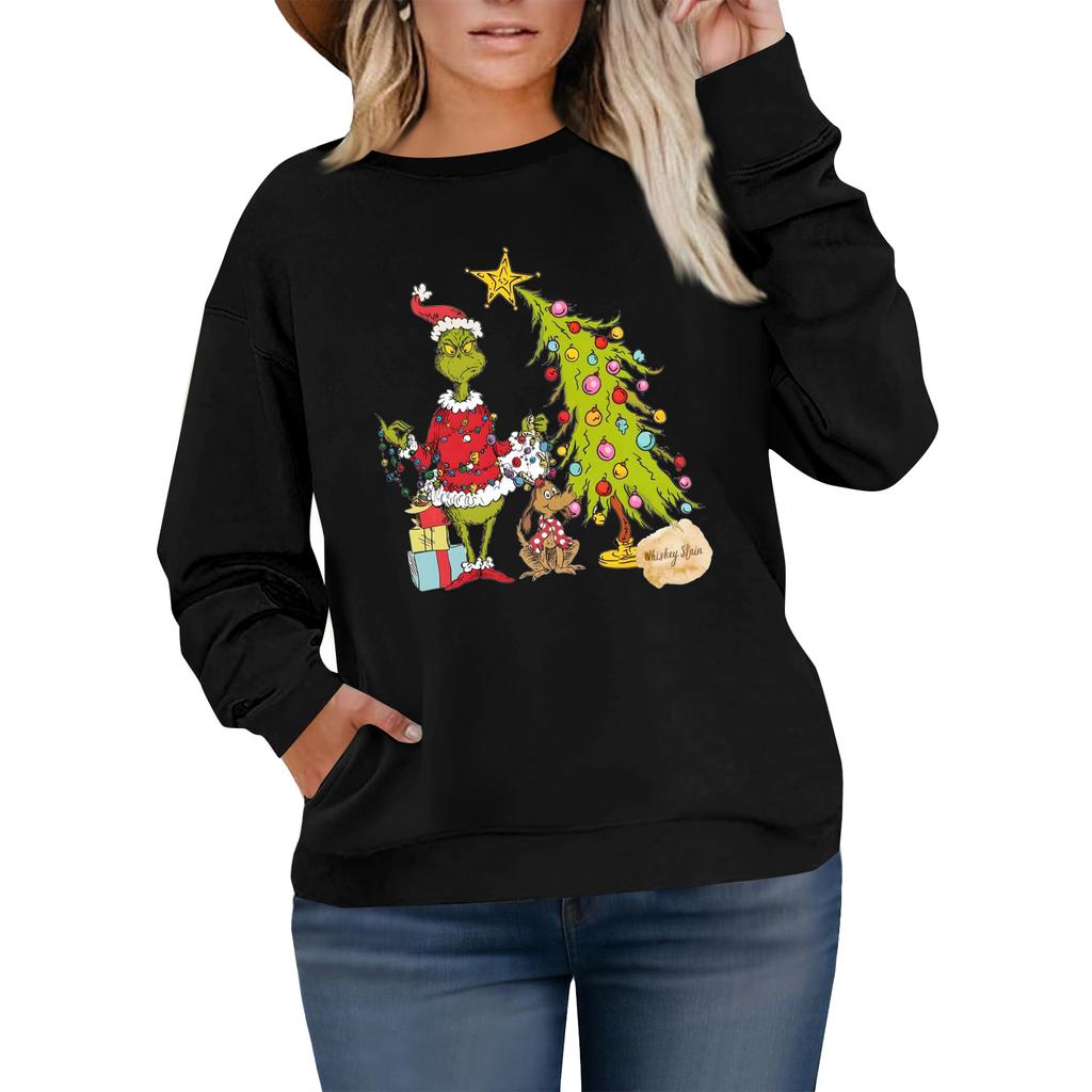 Women's Fashionable Casual Plus-Size Long Sleeve Pullover Printed Sweatshirt