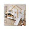 Bunk Bed - MUVOE - House with Slide - Angled Ladder - Solid Wood - 2 Places