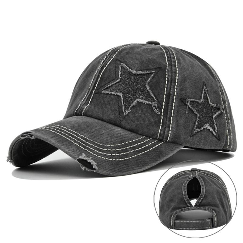 

Ретро Y2K Звезда Стирка Деним Дыра Звезда Бейсболка Snapback Кепки Осень Лето Рыбацкая Кепка Мужские Женские Кепки Кепки Кепки 54-60cm
