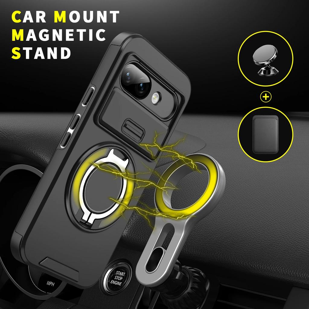 Case for Google Pixel 10 Pro XL 5G 9 9A 8A 8 7 Pixel10 Pixel9 Pixel8 Pixel9a Pixel 9 Pro XL Ring Holder Slide Lens Protect Cover