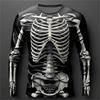 New 3D Skeleton Skull Pattern Printed T-shirt Men Long Sleeve Casual Fashion T Shirt Top Breathable Streetwear Loose Tees Shirt