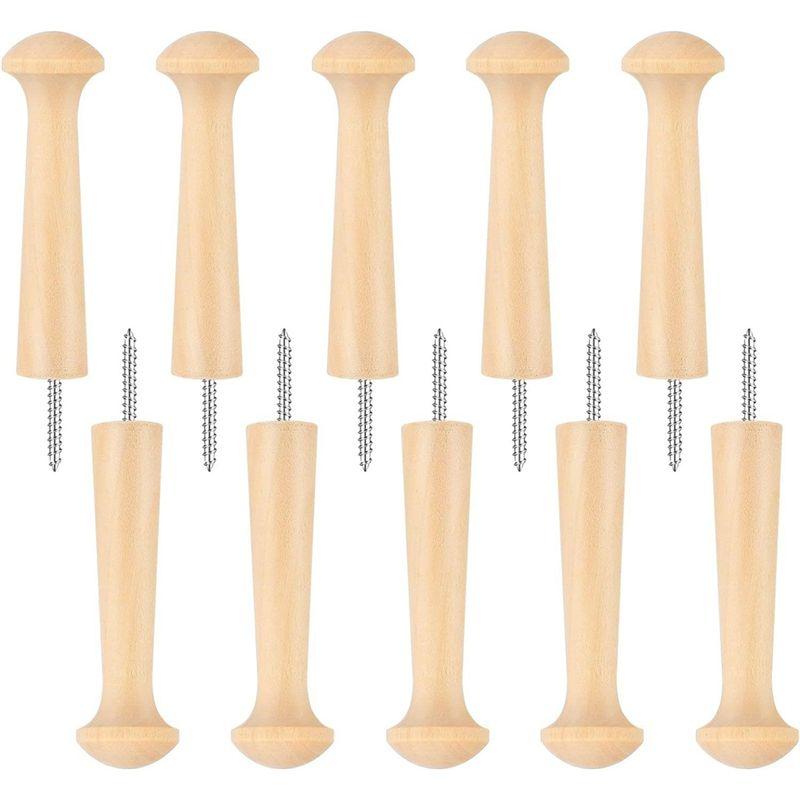 A84E-20Pcs Wooden Shaker Peg Wood Screw-On Shaker Pegs Unfinished Wood Shaker Racks For Hanging Clothes Hats Towel
