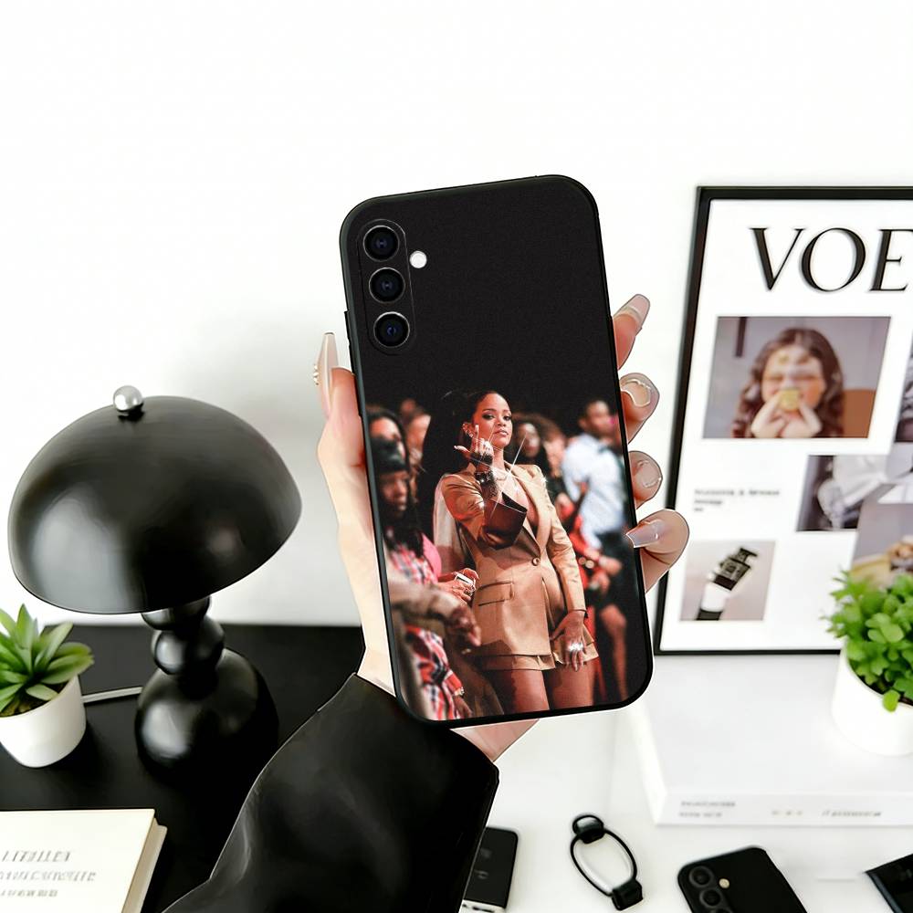 R-Ri L-Loud Pouzdro na telefon Pro Samsung Galaxy A73,A72,A71,A70,A53,A52,A51,Měkký silikonový černý kryt