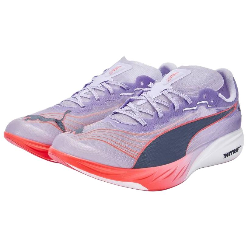 Puma Fast-Fwd Nitro Elite 2 Comfortable Fit Non-Slip Breathable Rebound Running Shoes Women Sneakers Light-Purple Red 313693-02