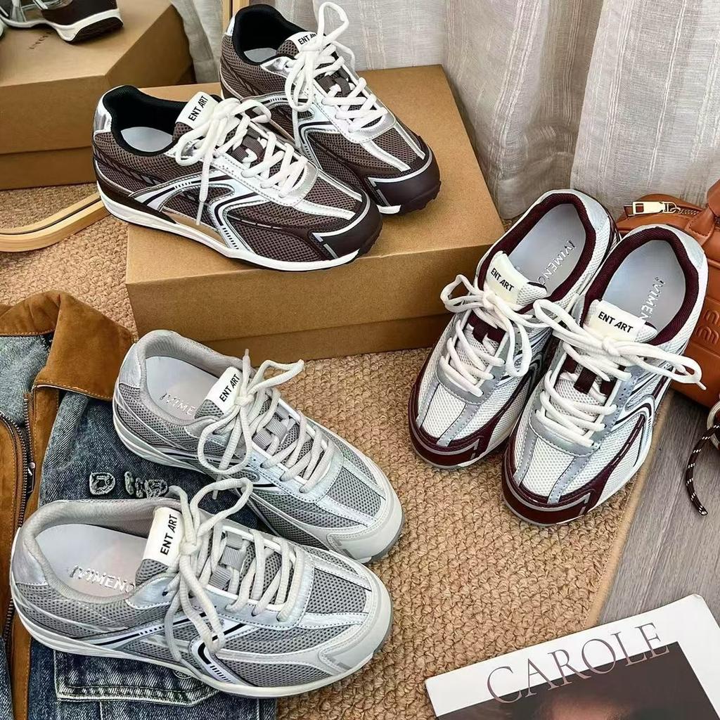 2025 autumn new invisible inner height increase 5CM thick-soled lace-up women's board shoes versatile casual sports shoes German training shoes