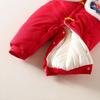 Free Hat: Thickened Baby New Year Outfit – Red Festive Baby Clothes for New Year, Full Moon, or First Birthday Plus Velvet