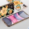 Mode Orange Blumen Plating Handyhülle für iPhone 11 13 15 Samsung Galaxy A52 Xiaomi Redmi 12C Note 10 Pro Oneplus Weiche Smartphone Cover Hüllen
