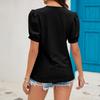 Women's Fashion Design V-neck T-shirt With Bubble Sleeve Top