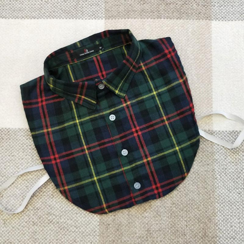 Plaid Women Shirt False Collars White  Removable Lapel Collars For Women Fake Collar Women Detachable Collars Nep Kraagie