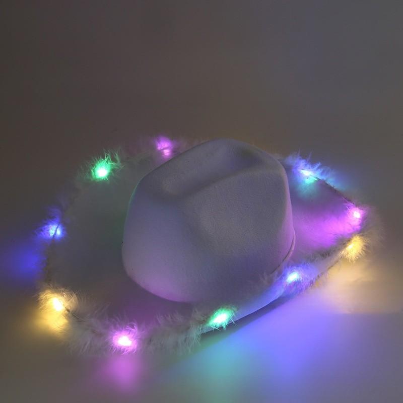 Breathable Cowboy Hat With Bright Led Trim And Large Brim For Outdoor Activities