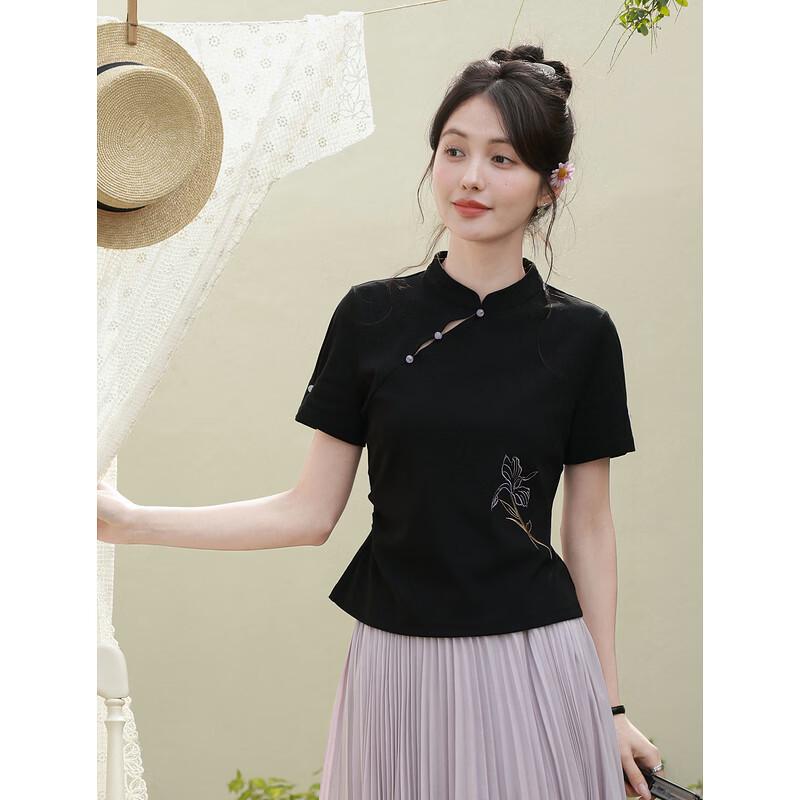 Women s Chinese Style Knot Button T-shirt S