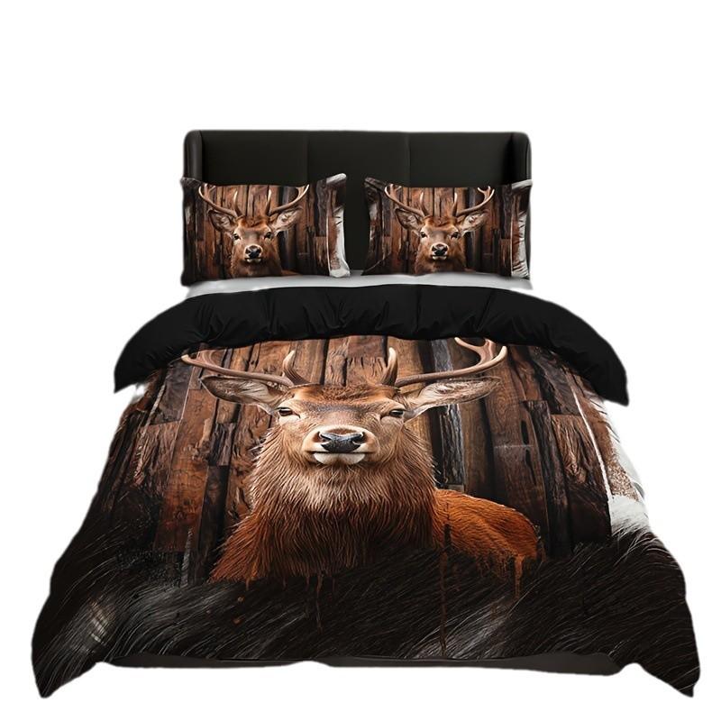 Forest Deer Duvet Set 3D Animal Digital Printing Bedding Set Bedroom Room Decoration