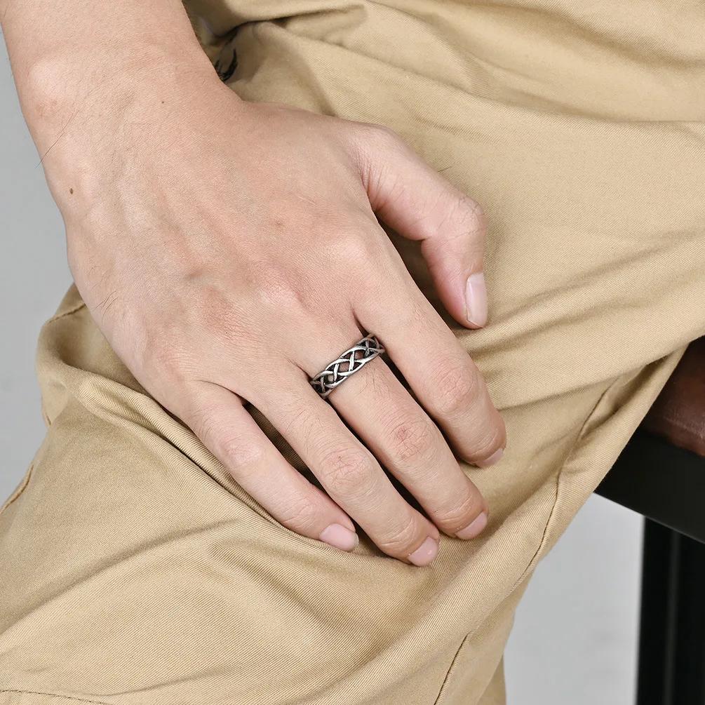 Cool Celtic Eternal Weave Ring Stainless Steel Titanium Twined Hollow Out Black Gold Plated for Men Women