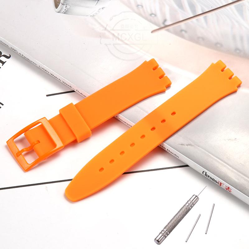 Silicone Watch Band For Swatch 17mm 19mm 20mm Pin Buckle Waterproof Bracelet Wristband Watch Accessories