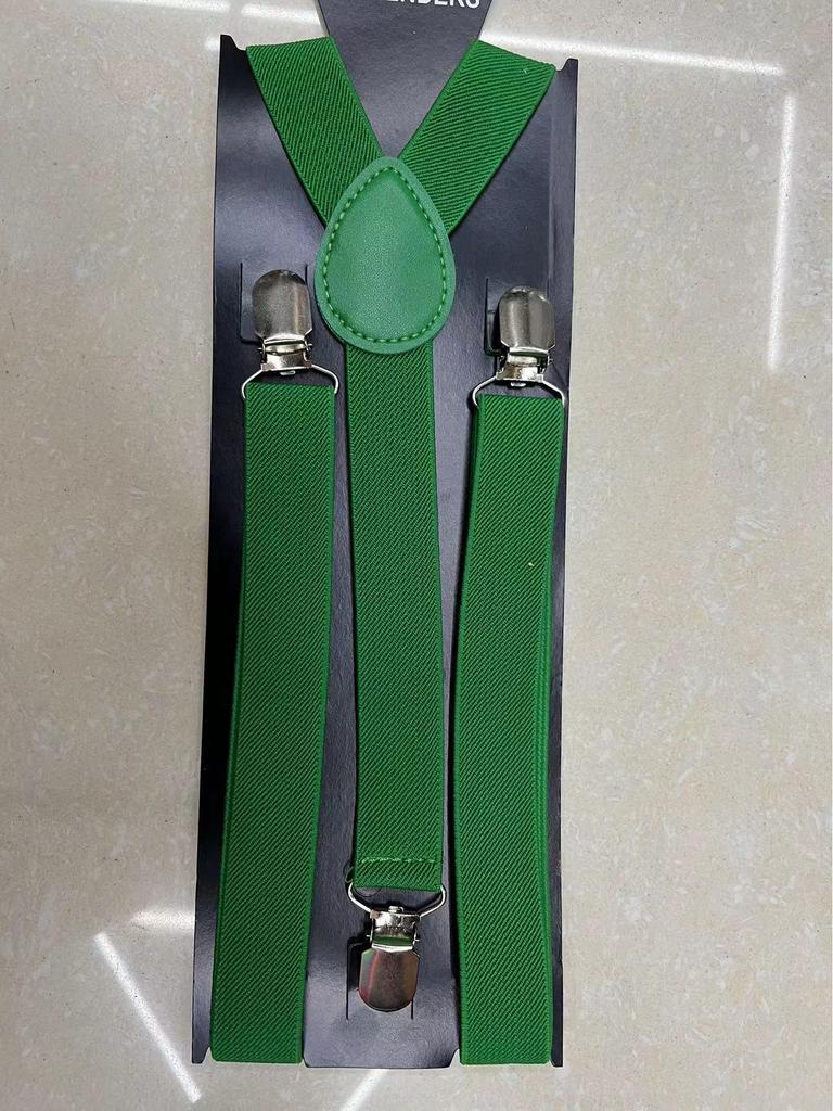 Unisex Black Adjustable Three-Clip High-Elastic Suspenders for Dress Pants