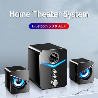 Wireless Bluetooth Speakers for Desktop Monitor - USB Powered, 2 Bass-Boost Ports, 3.5mm Aux-in Cable, Compatible with PC, Laptop