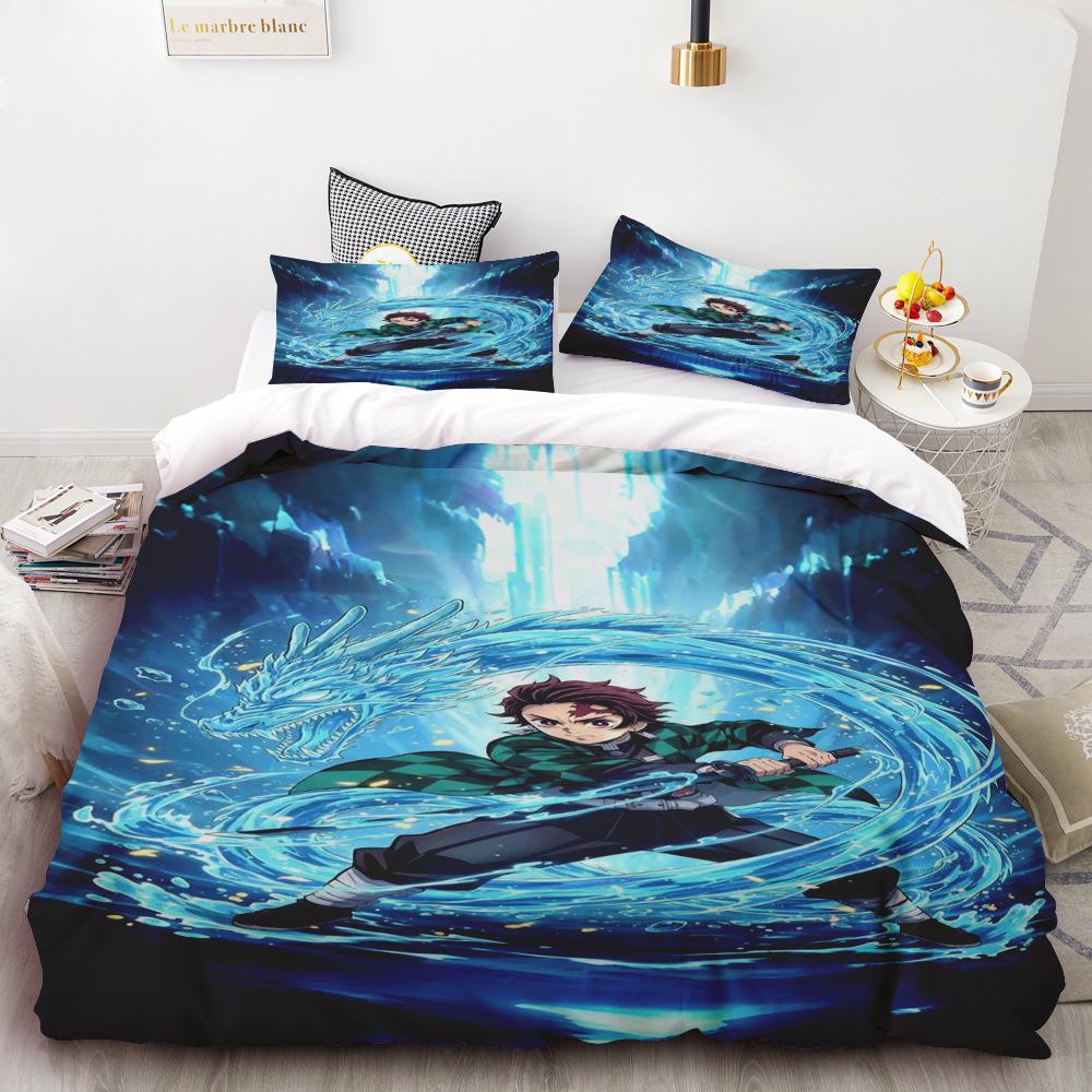 Duvet Cover Anime Demon Slayer Duvet Cover Comforter Bed Linen Single Twin Full Queen Size Kids Girl Boys Gift  Queen/King Soft