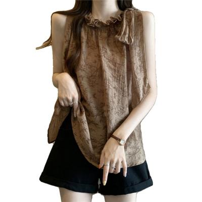 Mode Chiffon Tanktop Damen Sommer Übergröße Shirt Hängender Hals Top