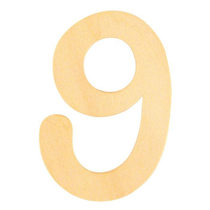 Chiffre en bois 6 cm Chiffre 9