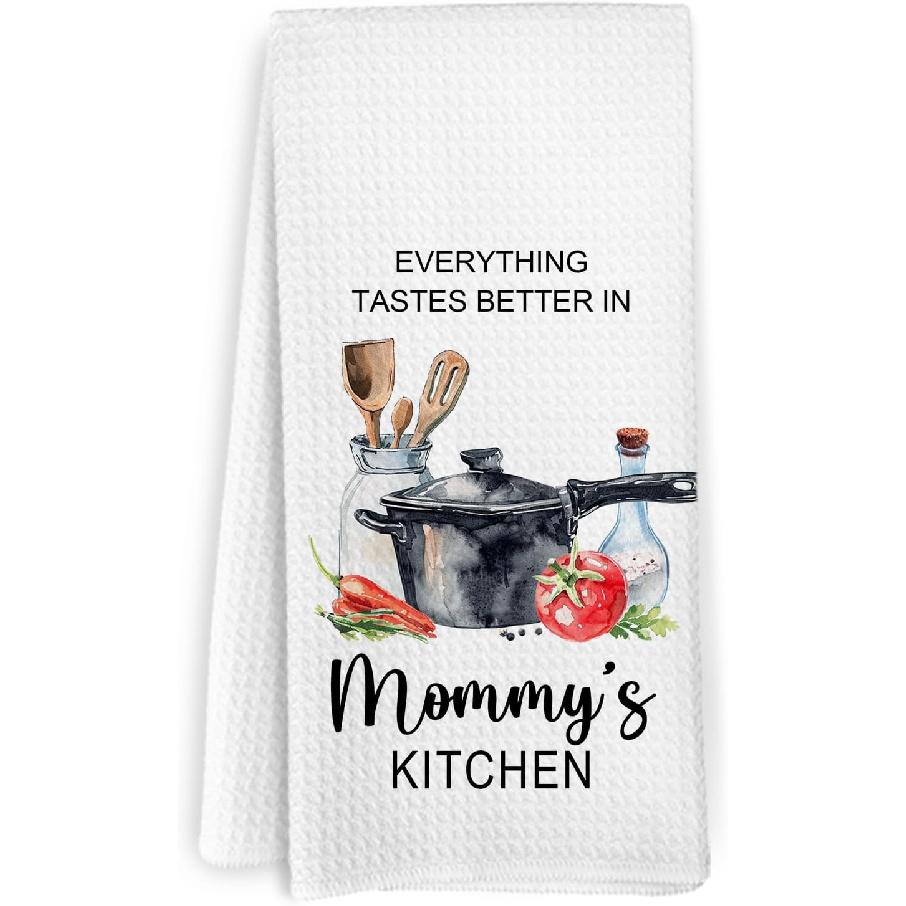 Nonna Gifts Kitchen Towels, Gifts for Nonni Grandma from Grandkids, Everything Tastes Better in Nonna's Kitchen Decorative Hand Tea Towels for