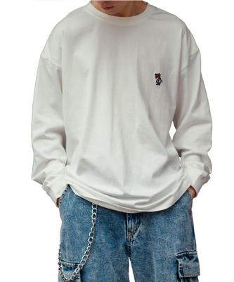 [IMPROVES] [SIDEWAYSTANCE] Long Sleeve Skater Bear Embroidered T-Shirt