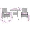 VidaXL Garden Dining Set and Cushions 3 Pcs Grey Rattan Acacia 3278713