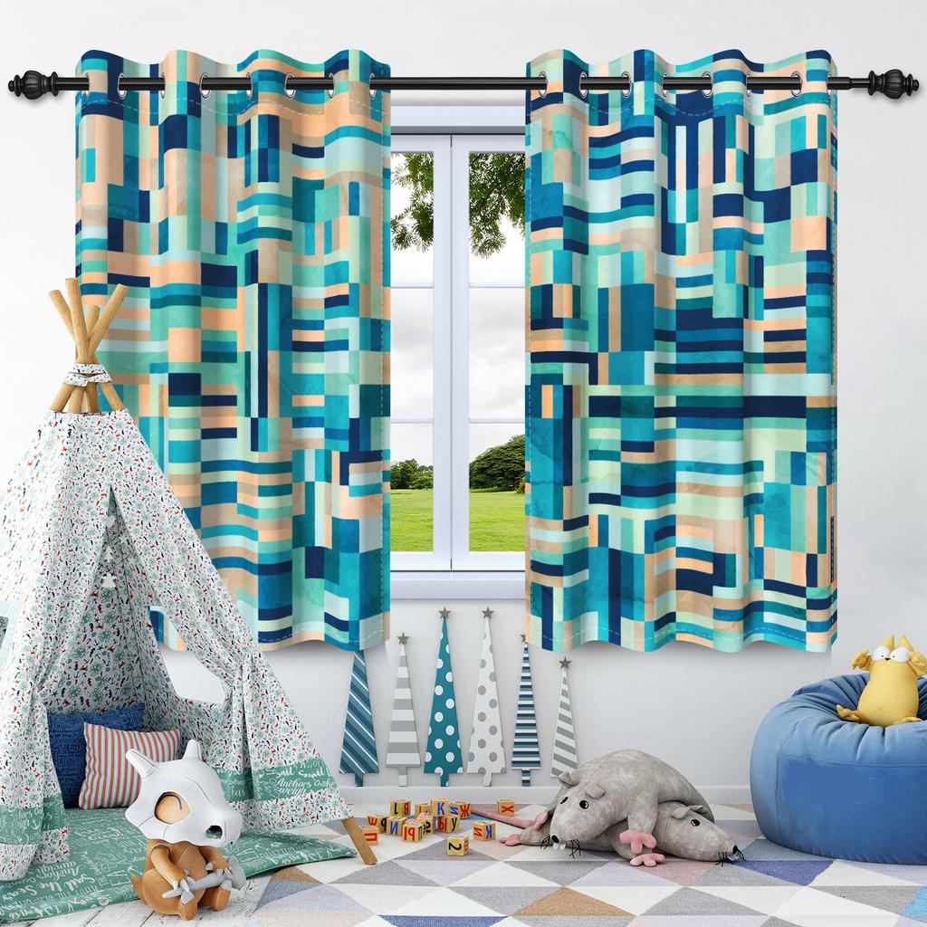 2 st Abstrakta Oljemålning Textur Fönstergardiner Sekretessavdelare Mörkläggningsgardin Lägenhet Sovrum Vardagsrum Mörkläggning