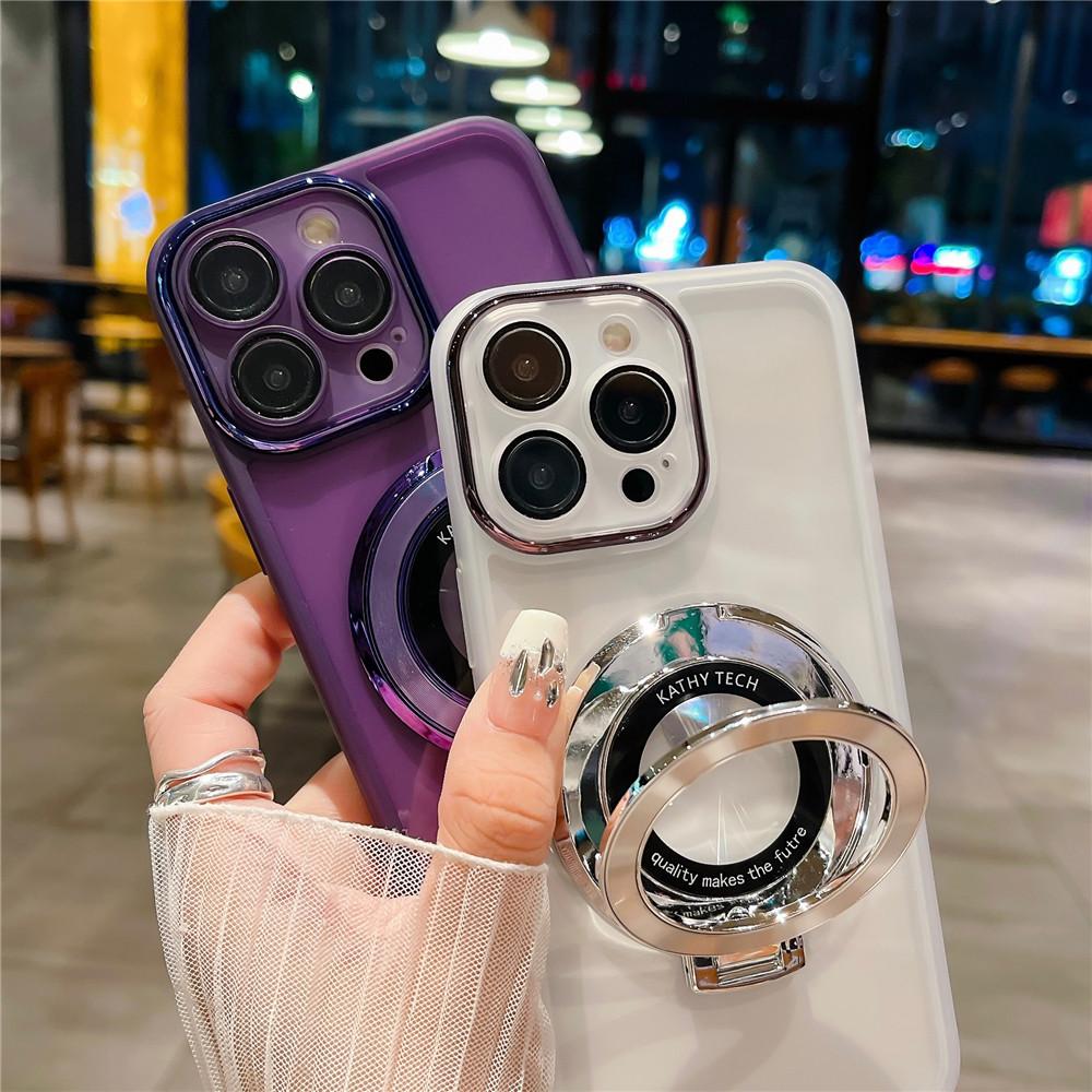 Luxury Plating Holder Case For Samsung Galaxy S24 S23 S22 Plus Ultra S23FE S21FE S20FE M13 M33 M14 M54 Soft Clear Stand Cover