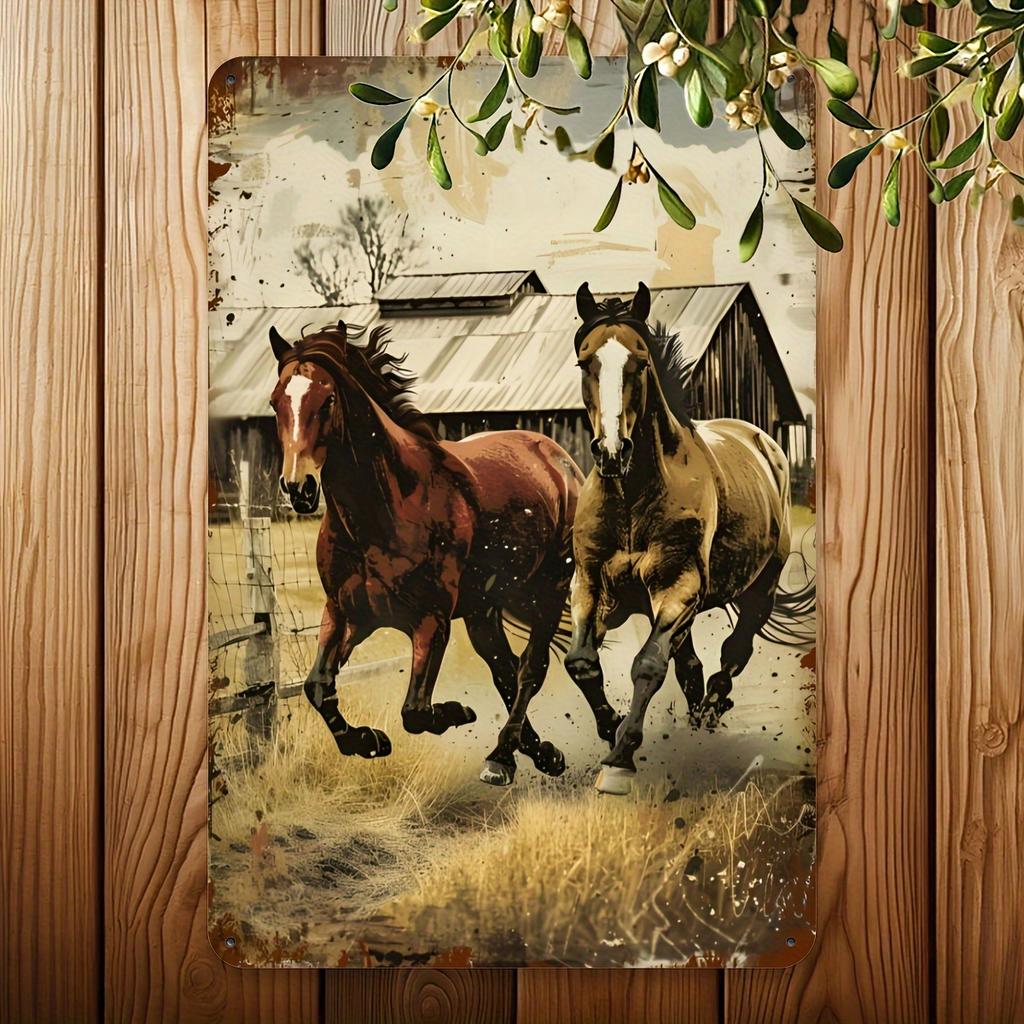 1pc Vintage Farm Horse Metal Tin Sign, Rustic Wall Art for Home, Bar, Cafe, Garage, Indoor & Outdoor Decor, 8x12 inch Iron Plate