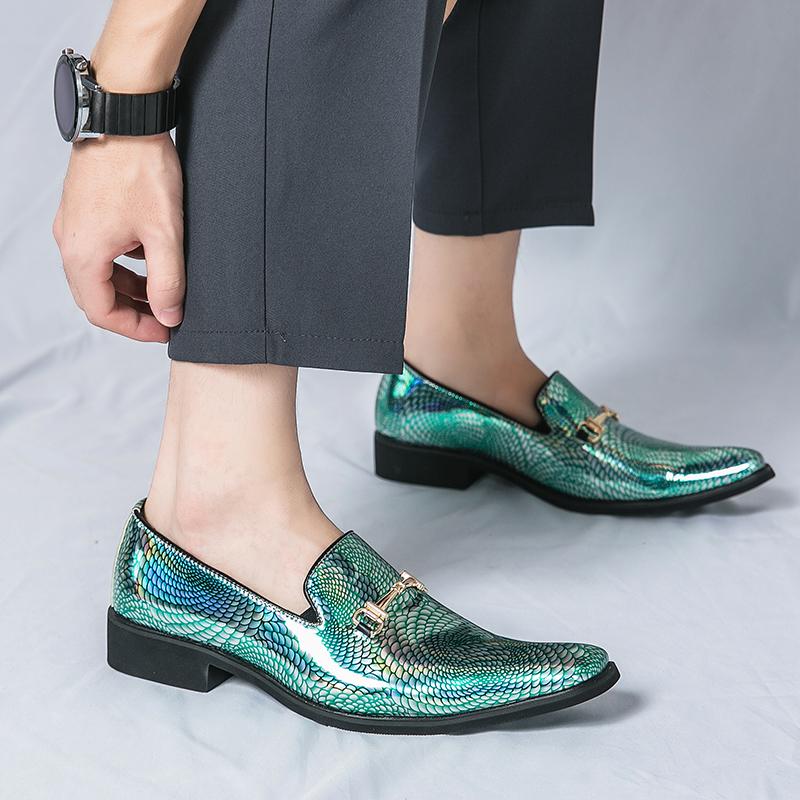 Pánské Svatební Stříbrné Kožené Boty Móda Pánské Ležérní Špičaté Boty Volný čas Nazouvací Mokasíny Zapatos Hombre Elegantní Párty Boty