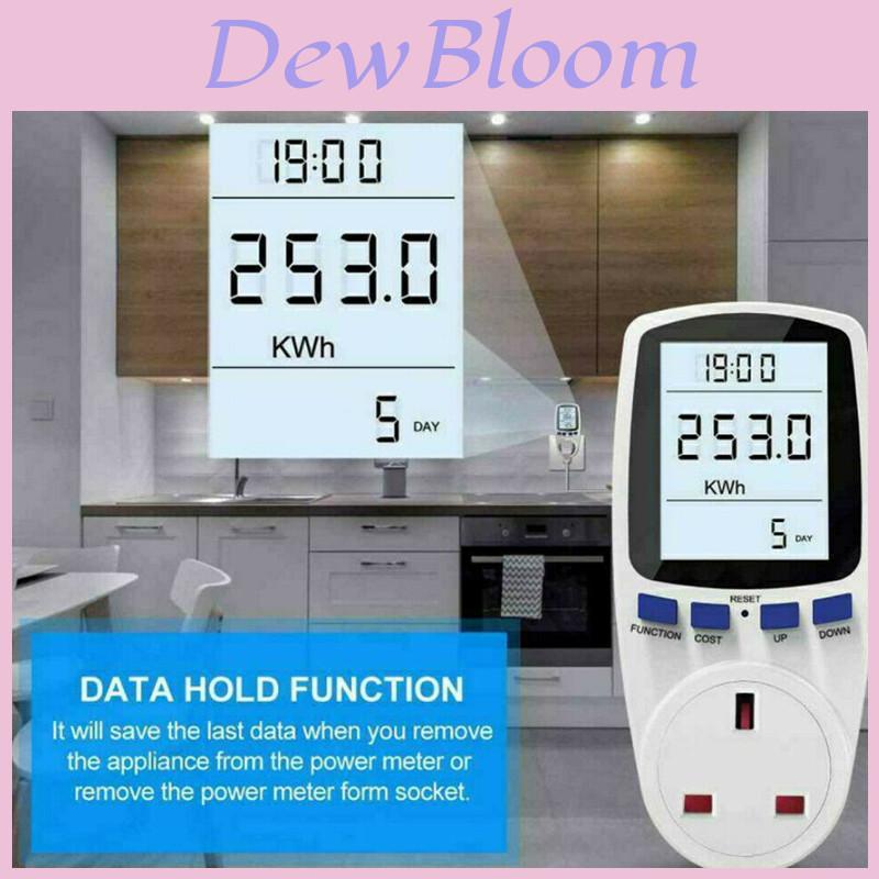 Uk Plug Digital Voltage Wattmeter Power Meter For Household Energy Consumption