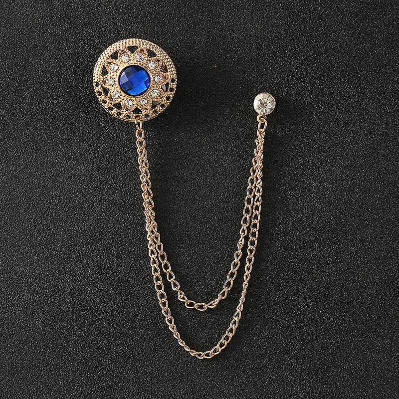 Elegant Crown Chain Brooch - Trendy European & American Lapel Accessory for Suits