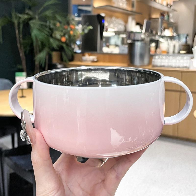 

Двошарова термоізольована дитяча миска Sheng Bangrong - Нержавіюча сталь, Миска для рису харчової якості для малюків Yellow Bowl