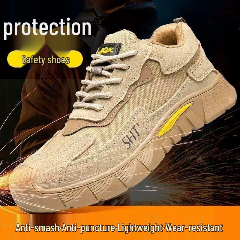 Men's Anti-Smash Steel Toe Work Shoes – Lightweight, Breathable, Puncture-Resistant, Anti-Slip, and Comfortable Construction Site Safety Footwear.