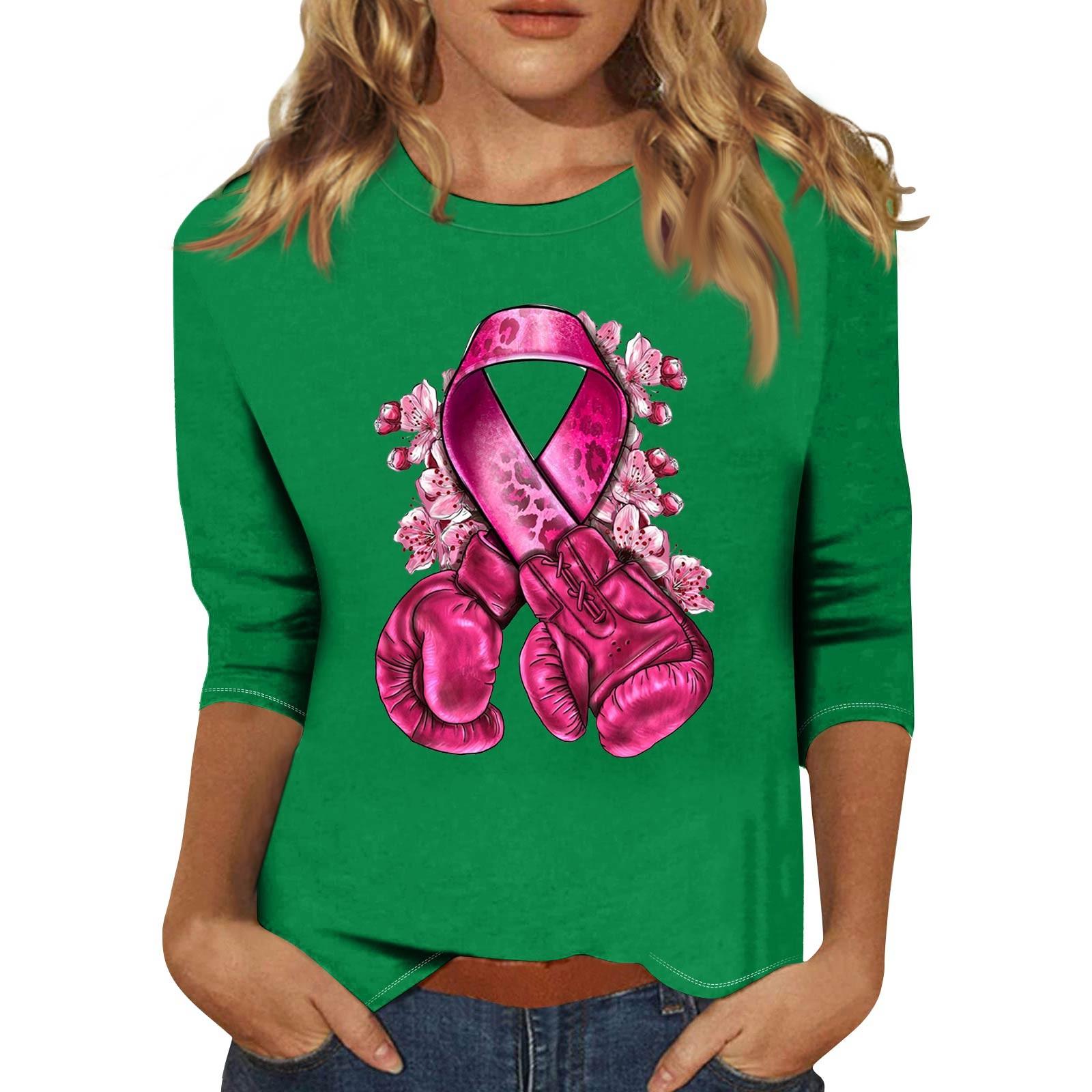 

Женская модная и повседневная футболка с круглым вырезом и рукавом семь четвертей L зелёный