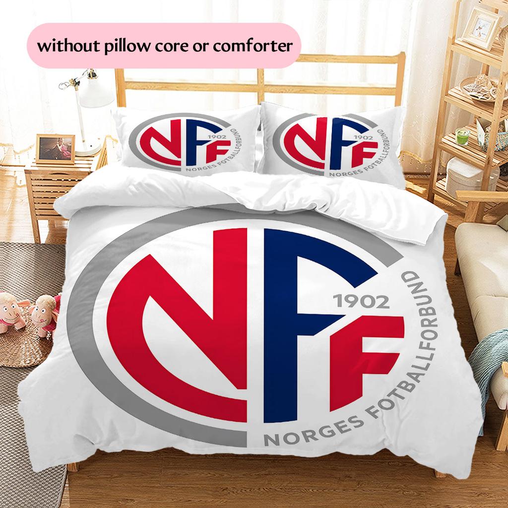 Norway national football logo Pattern Bedding Home Decoration Birthday Gift (1 * duvet cover + 2 * pillowcase, without core),fan merchandise.